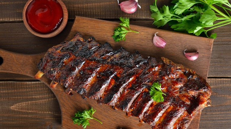 Oven baked ribs caramelized sauce