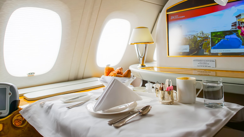Emirates interior with tray
