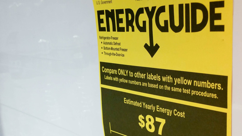 A yellow Energy Guide label used on appliances