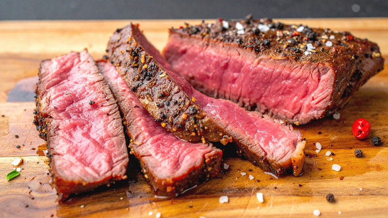 searing steak in pan