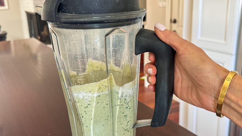 blended sauce in blender