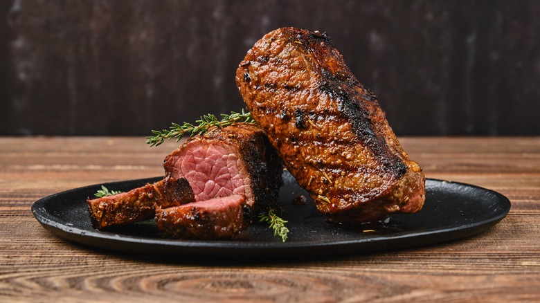 Plated steak