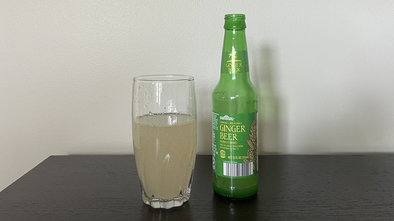 Aldi Summit ginger beer in a bottle and glass.