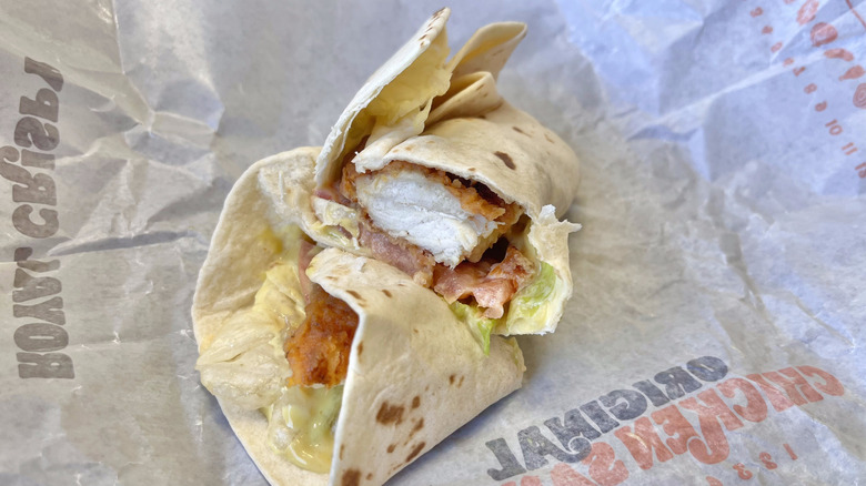 Honey Mustard Royal Crispy Wrap sliced in half