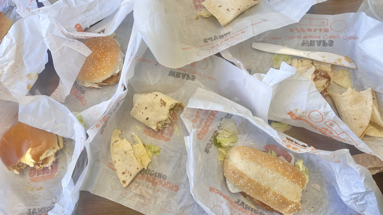 View of different Burger King chicken items