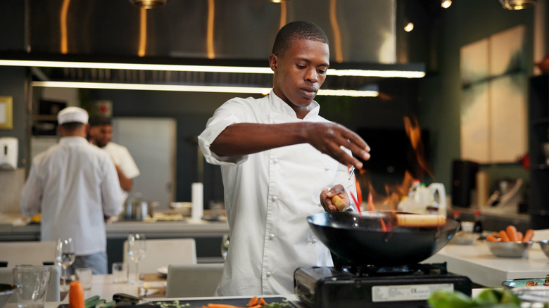 Chef working in a professional kitchen