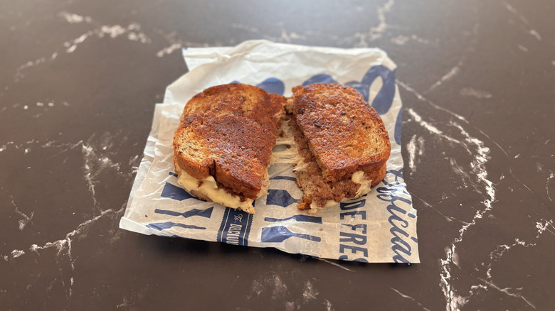 Culver's Swiss melt sandwich on countertop