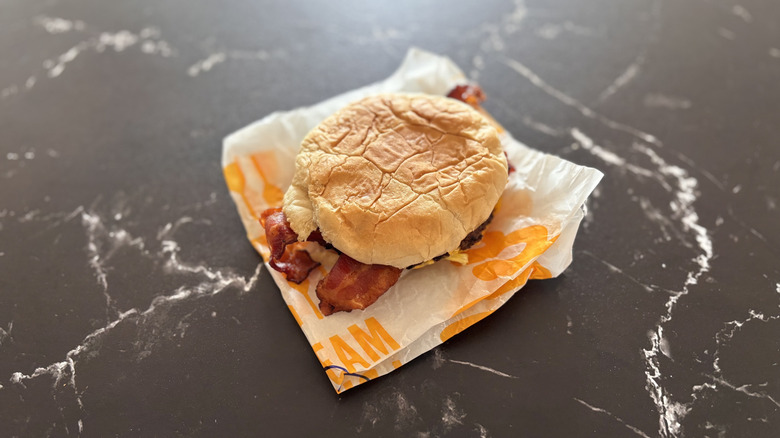 Culver's bacon burger on countertop
