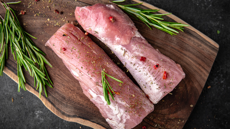 raw pork tenderloin with rosemary