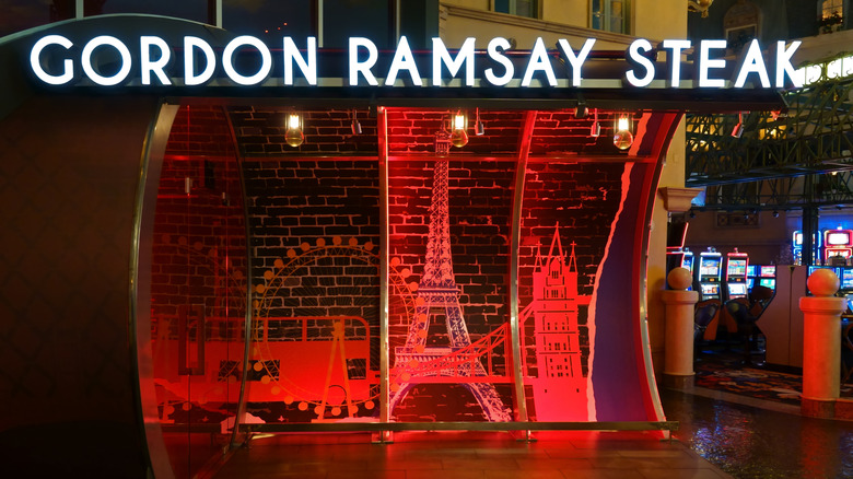 The front sign of Gordon Ramsay Steak restaurant