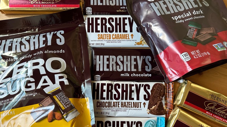 Variety of Hershey's candy bars