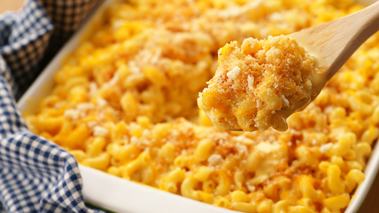 Macaroni and cheese in a pan