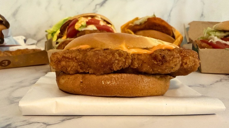 Spicy McCrispy from McDonald's on marble surface
