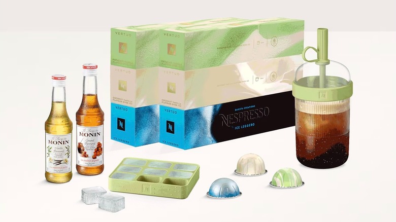 Nespresso Summer Creations Variety Pack with Monin syrupy, tumbler, and an ice cube tray