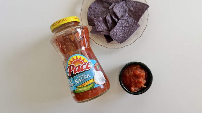 Jar of Chunky Lower Sodium Medium salsa on a table