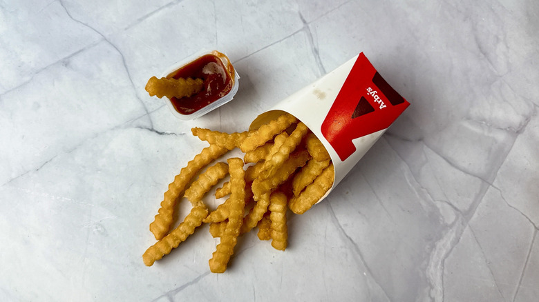Arby's marinara sauce and french fries