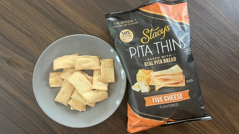 Stacy's Five Cheese pita Thins on plate.