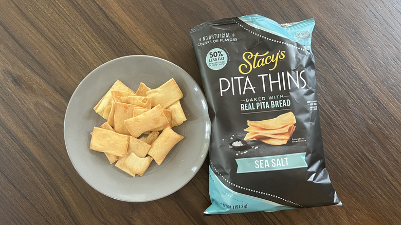 Stacy's Sea Salt pita Thins on plate.