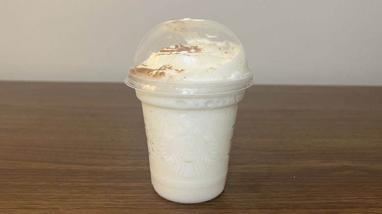 Starbucks Horchata Creme Frappuccino in to-go cup.