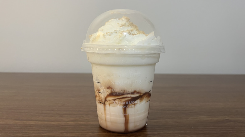 Starbucks S'mores Creme Frappuccino in to-go cup.