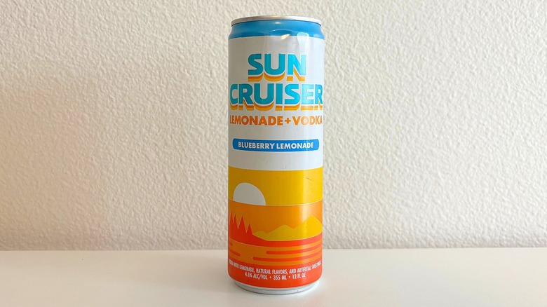 Can of Sun Cruiser Blueberry Lemonade on white table