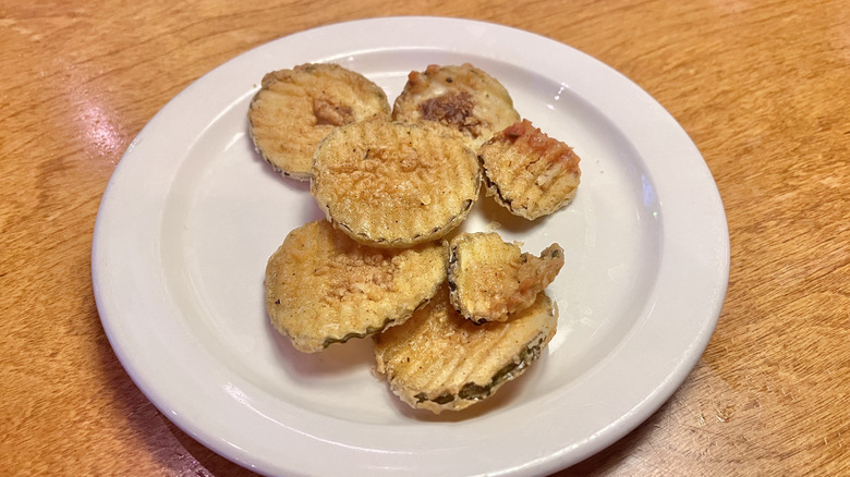 Fried pickles slices on a plate