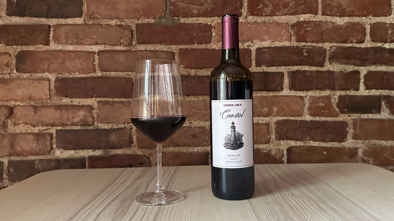 Trader Joe's Coastal Merlot in wine glass