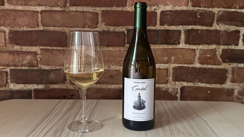 Trader Joe's Coastal Chardonnay in wine glass