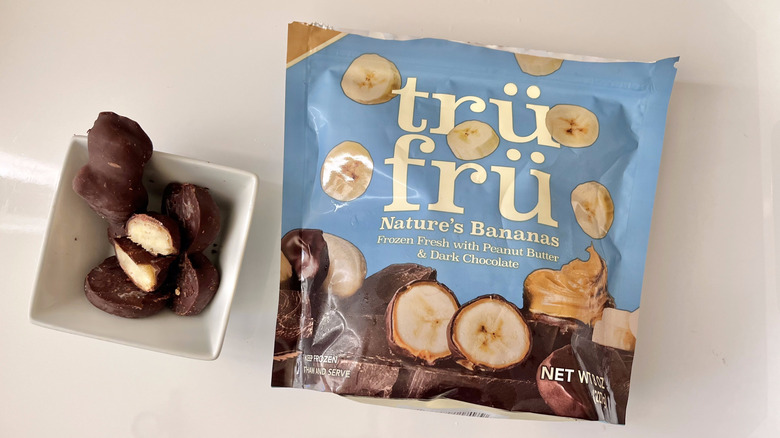 Frozen Bananas in Peanut Butter & Dark Chocolate in a dish