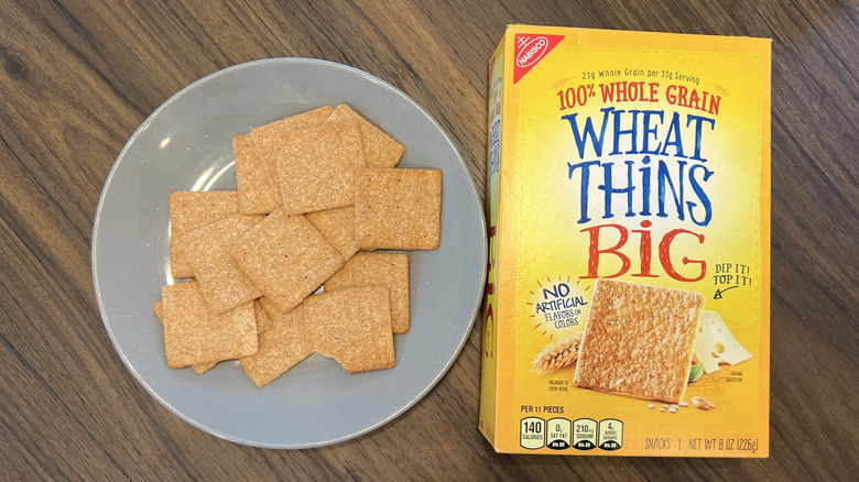 Big Wheat Thins on a plate.