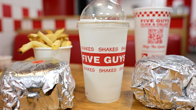 Five Guys food on a table