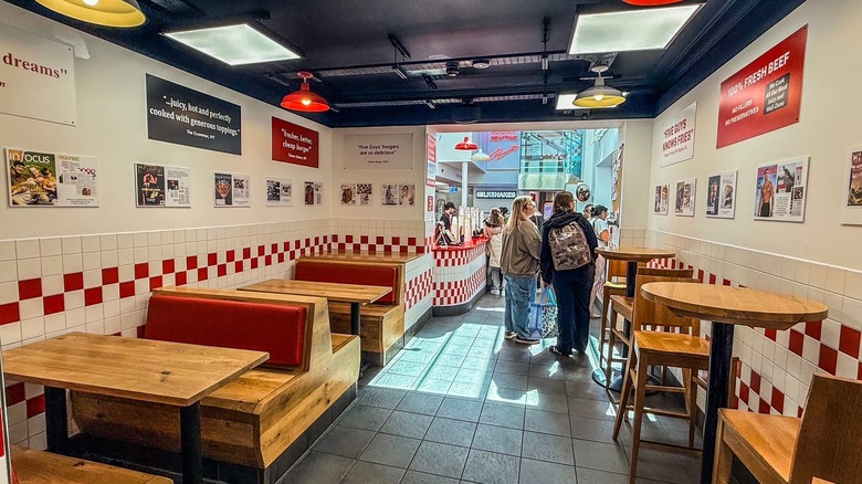 Interior of a Five Guys restaurant