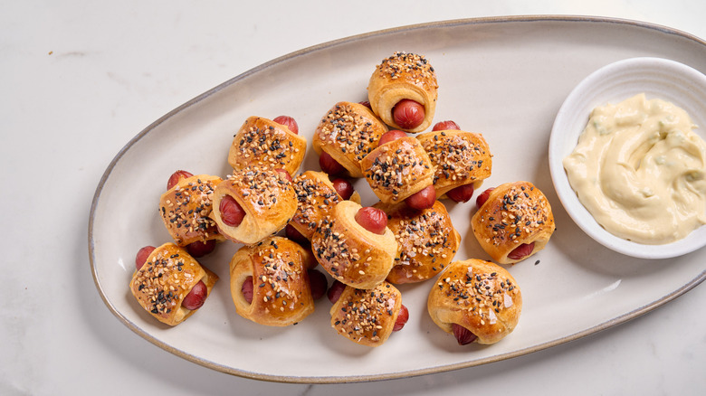 pigs in a blanket on a platter