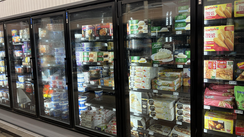 Frozen desserts in a freezer at Walmart.