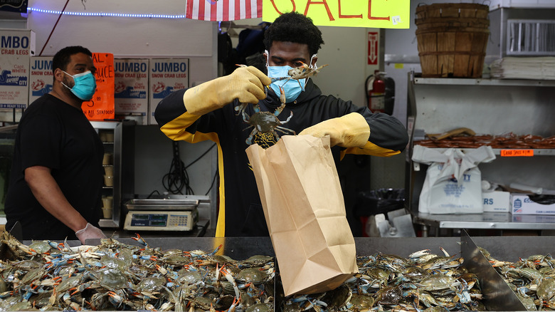 crab stand in a market