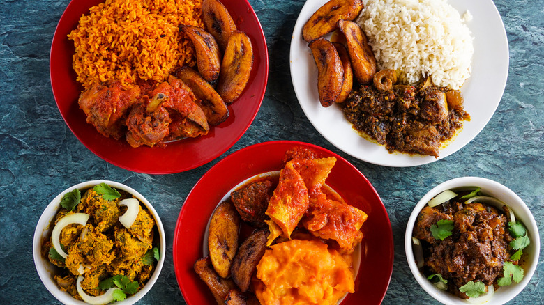 Display of various Nigerian dishes