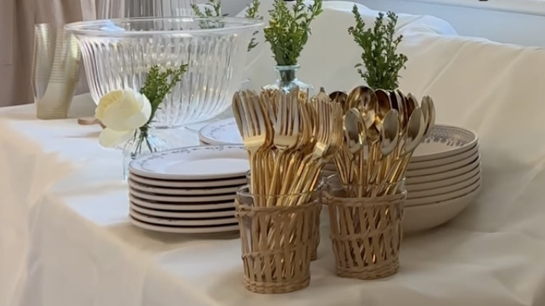 Dinner party serving station on washer and dryer