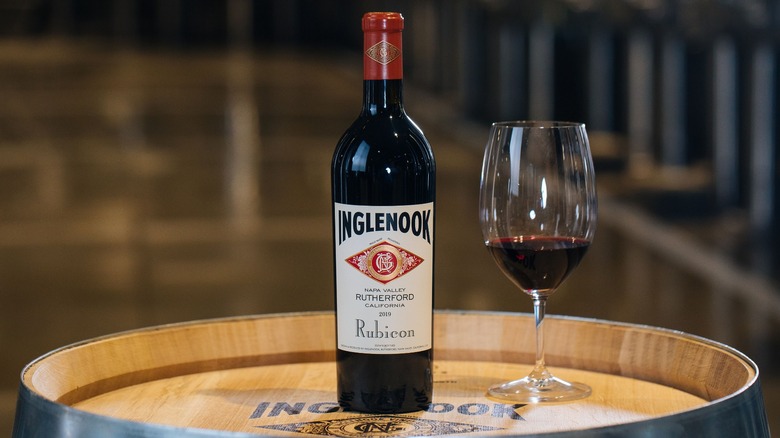 Bottle of Inglebook Rubicon with glass
