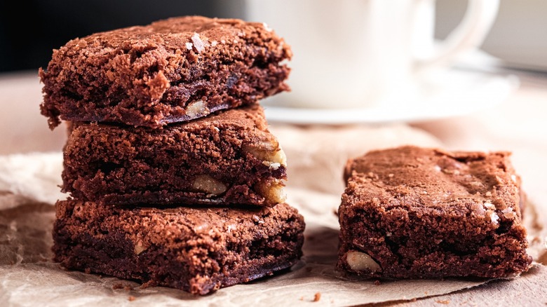 Four brownies, three stacked