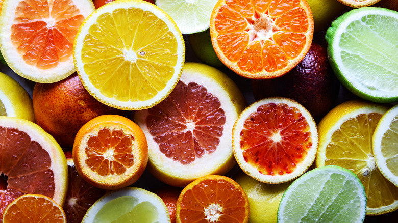 Assortment of sliced citrus fruits