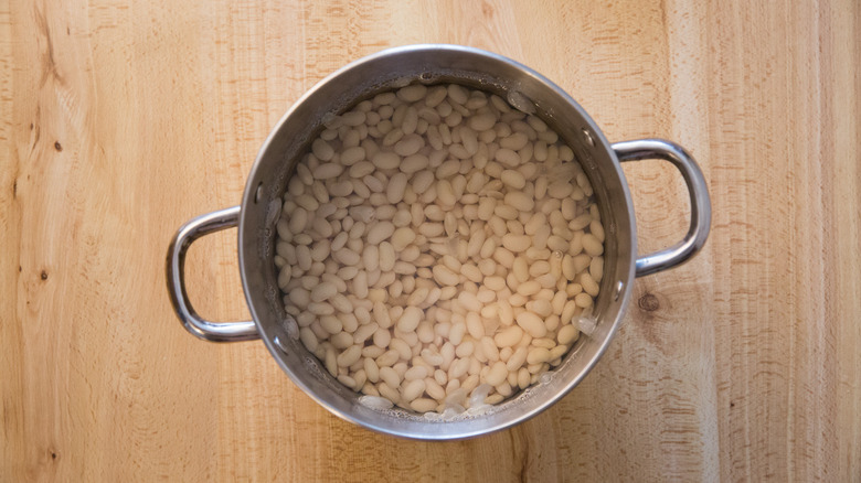 white beans in medium pot