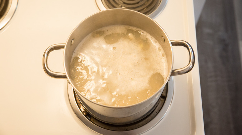 beans simmering in stovetop pot