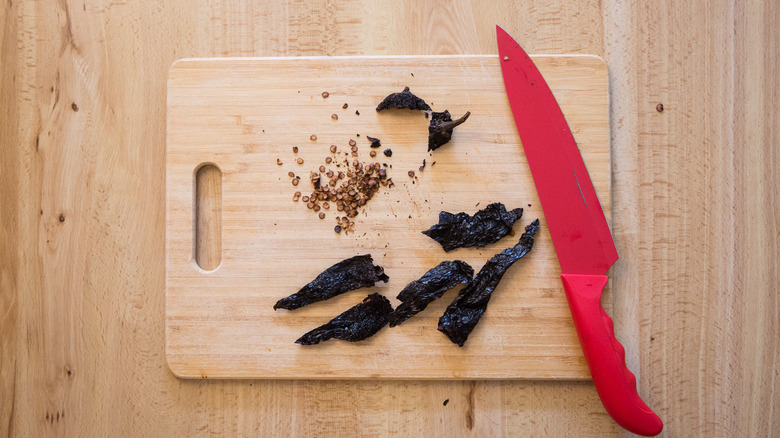 ancho chiles on cutting board