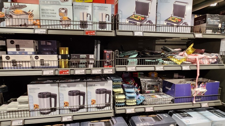 Miscellaneous non-food items on shelves at Aldi