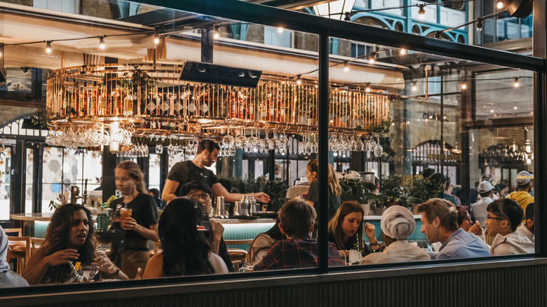 Busy restaurant dining room