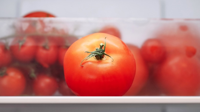 Fresh tomatoes in the fridge