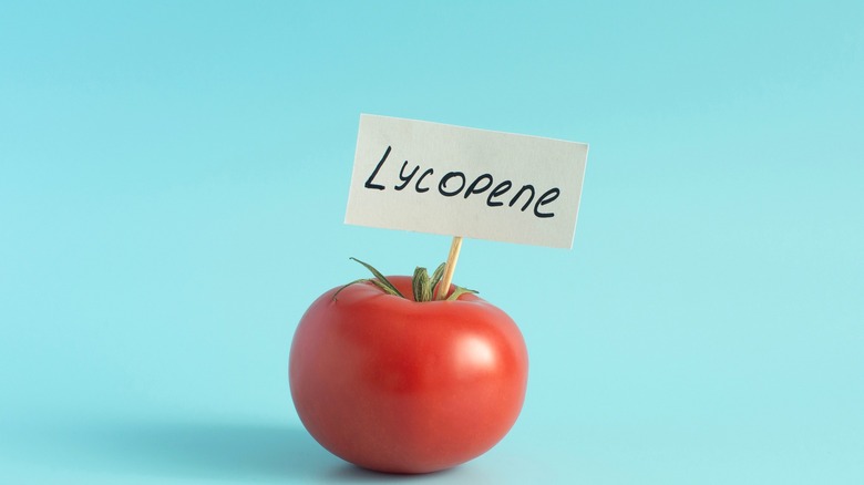 Tomato with lycopene sign