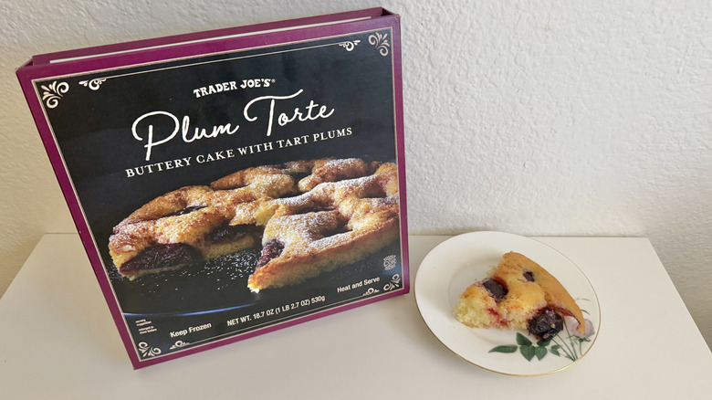 Box of Plum Torte on a table