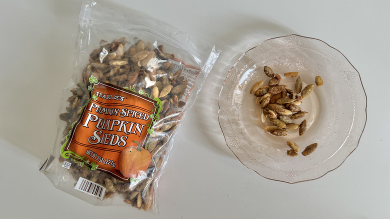Pumpkin Spiced Pumpkin Seeds on a plate