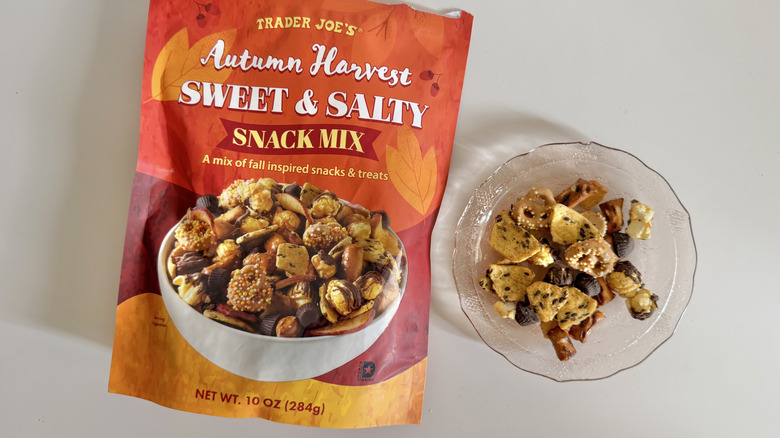 Autumn Harvest Sweet & Salty Snack Mix on a plate
